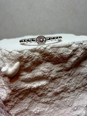 S5 0.1ct Moissanite Halo Half Eternity Band 925 Sterling Silver